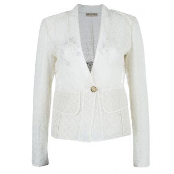Pre Owned Emilio Pucci White Eyelet Jacket M