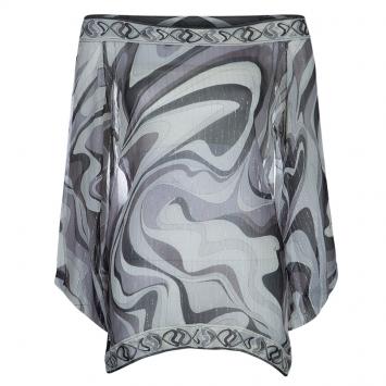 Pre Owned Emilio Pucci Grey Chiffon Print Top M
