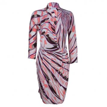 Pre Owned Emilio Pucci Multicolor Print Long Sleeve Dress S