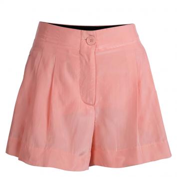 Pre Owned Emilio Pucci Pink Silk Pleated Shorts S