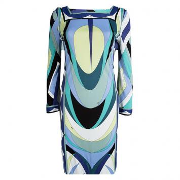 Pre Owned Emilio Pucci Multicolor Printed Knit Shift Dress M
