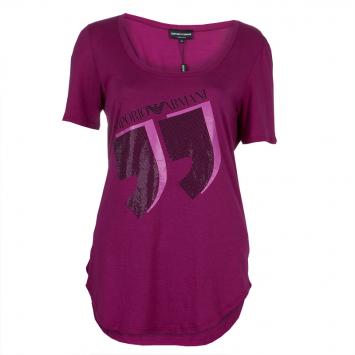 Pre Owned Emporio Armani Pink Studded Logo T-Shirt M
