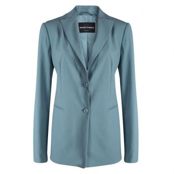 Pre Owned Emporio Armani Teal Wool Notched Collar Blazer M