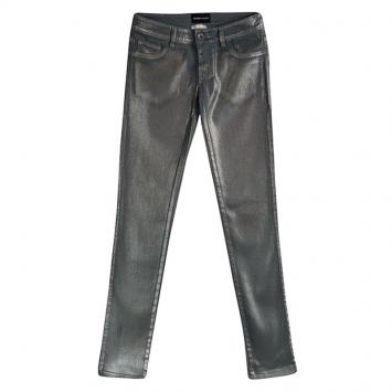 Pre Owned Emporio Armani Metallic Grey Denim Mila Jeggings S