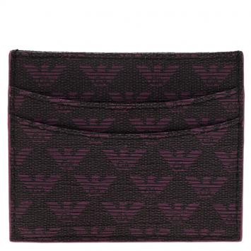 Pre Owned Emporio Armani Purple Canvas Logo Print Card Holder