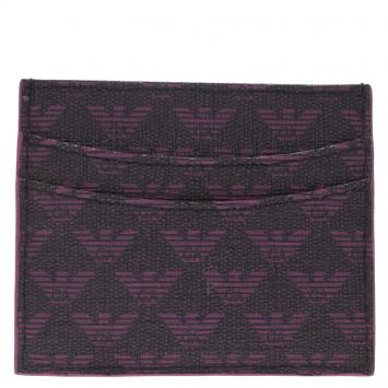 Pre Owned Emporio Armani Purple Monogram Canvas Card Holder