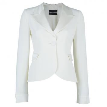 Pre Owned Emporio Armani White Silk Blazer S