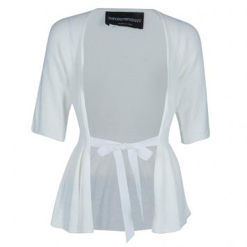Pre Owned Emporio Armani White Knit Cardigan/Top M
