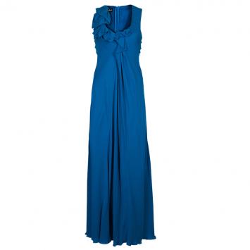 Pre Owned Emporio Armani Blue Chiffon Gown S