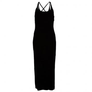 Pre Owned Emporio Armani Dark Brown Cross Back Velvet Maxi Dress S