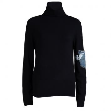 Pre Owned Emporio Armani Black Turtleneck Pocket Detail Longsleeve Sweater M  