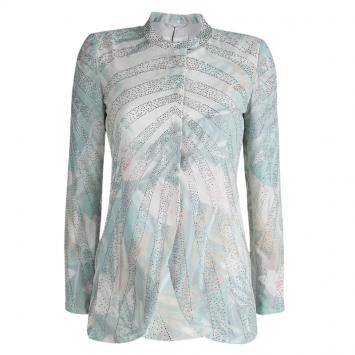 Pre Owned Emporio Armani Elite Multicolor Crystal Embellished Mandarin Collar Jacket S