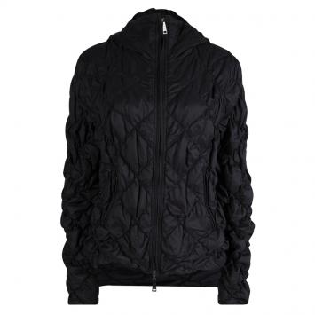 Pre Owned Emporio Armani Black Diamond Quilted Hooded Jacket L
