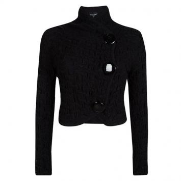 Pre Owned Emporio Armani Black Knit Cropped Cardigan M