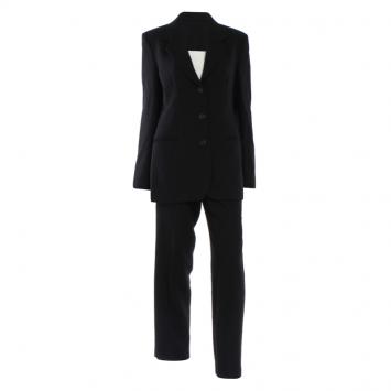 Pre Owned Emporio Armani Black Lapel Style Suit S