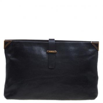 Pre Owned Emporio Armani Black Leather Clutch