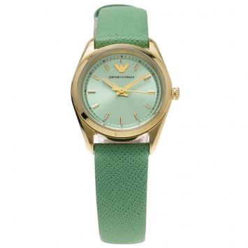 Pre Owned Emporio Armani Turquoise Gold-Plated Stainless Steel AR6034 Women's Wristwatch 26MM
