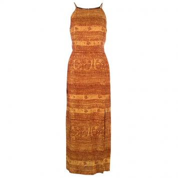 Pre Owned Escada Orange Linen Maxi Dress S