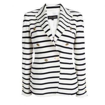 Pre Owned Escada Monochrome Knit Double Breasted Blazer XS