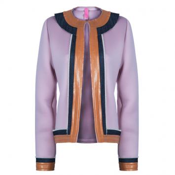 Pre Owned Essa Walla Blush Pink Contrast Trim Neoprene Cardigan M/L