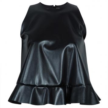 Pre Owned Essa Walla Black Sleeveless Pleather Top S/M