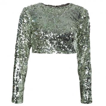 Pre Owned Essa Walla Gold Sequin Crop Top S