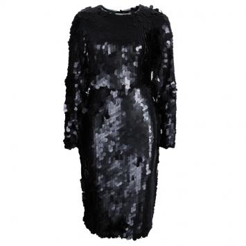 Pre Owned Essa Walla Black Paette Embellished Long Sleeve Dress S/M