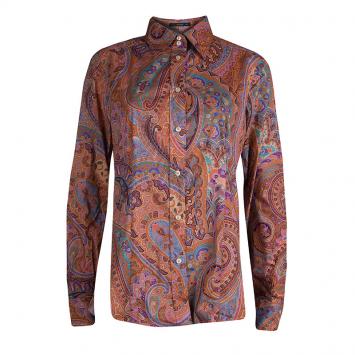 مملوكة مسبقًا Etro Multicolor Printed Cotton Long Sleeve Button Front Shirt M