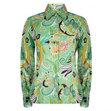 Pre Owned Etro Light Green Floral Printed Long Sleeve Button Front Shirt M