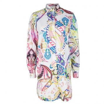Pre Owned Etro Multicolor Paisley Printed Cotton Long Sleeve Shirt Dress M