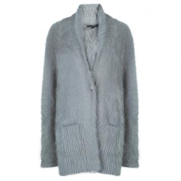 Pre Owned Etro Grey Angora Buttoned Cardigan M