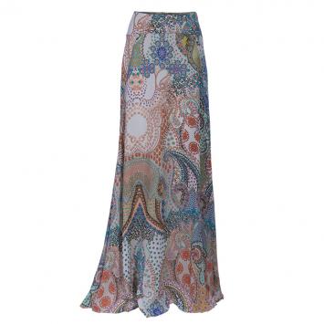 Pre Owned Etro Print Silk Maxi Skirt L
