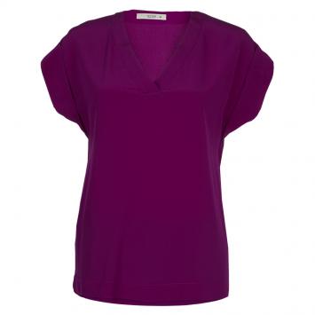 مملوكة مسبقًا Etro Purple Silk Short Sleeve Blouse S