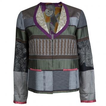 Pre Owned Etro Multicolor Jacquard Patchwork Sequin Embellished Blazer M