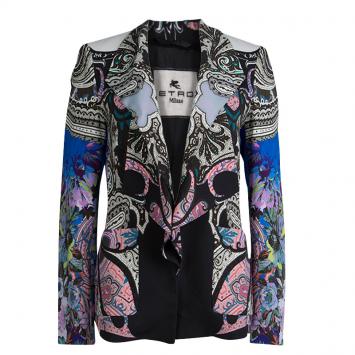 Pre Owned Etro Multicolor Printed Double Lapel Blazer M