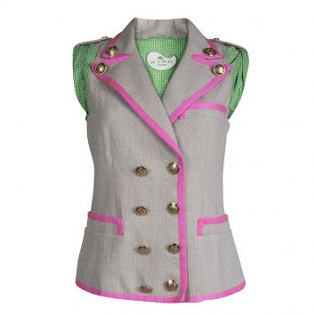 Pre Owned Etro Beige Linen Double Breasted Sleeveless Jacket M
