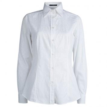 Pre Owned Etro White Paisley Pattern Cotton Jacquard Shirt M