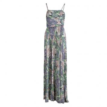 Pre Owned Etro Multicolored Printed Gathered Maxi Dress M