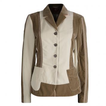 Pre Owned Etro Beige and Brown Velvet Notched Collar Blazer L