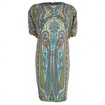 Pre Owned Etro Multicolor Paisely Printed Silk Shift Dress M