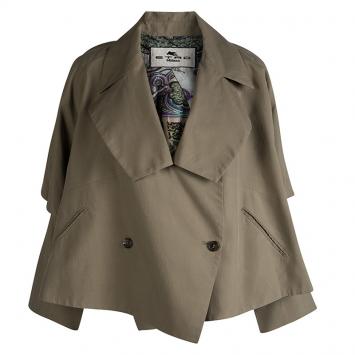 Pre Owned Etro Khaki Cotton Double Breasted Over Sized Jacket M