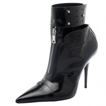 Pre Owned Etro Black Patent Ankle Boots Size 36