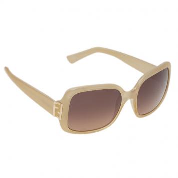 Pre Owned Fendi Cream Fendista Logo Oversized Square Sunglasses