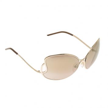 Pre Owned Fendi Gold FS5178 Round Sunglasses