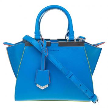 Pre Owned Fendi Blue Leather Mini 3Jours Tote