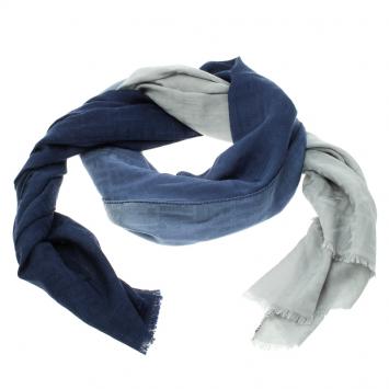 Pre Owned Fendi Blue Ombre Zucca Silk and Wool Shawl