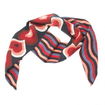 Pre Owned Fendi Multicolor Heart Print Maxi Wrappy Reversible Silk Scarf