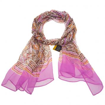 Pre Owned Fendi Pink Zucca Silk Stole