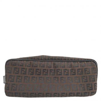 Pre Owned Fendi  Bi Color Zucchino Canvas Cosmetic Pouch
