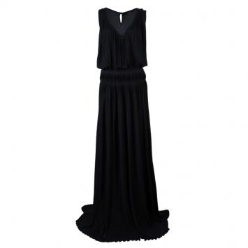 Pre Owned Fendi Black Pleated Maxi Dress M